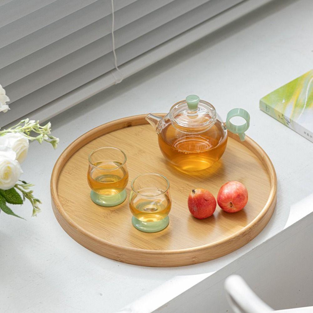 Wooden Wood Tray Round Tea Food Tray New Serving Tray Breakfast Dinner