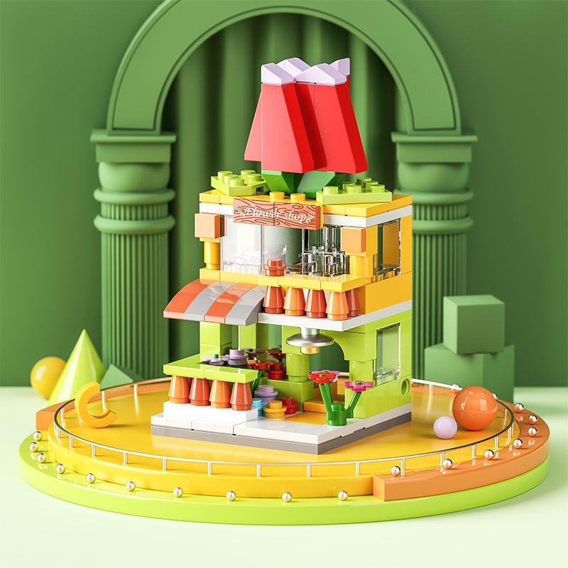 DIY Architecture Store Street View Food House Building Blocks Kit Girls Bricks Classic Movie Model Kids Toys For Children