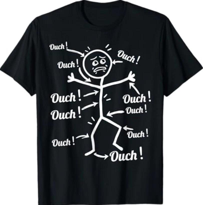 Ouch Ouch Ouch Funny Full Body Pain Humor Comedy Stickman T-Shirt M