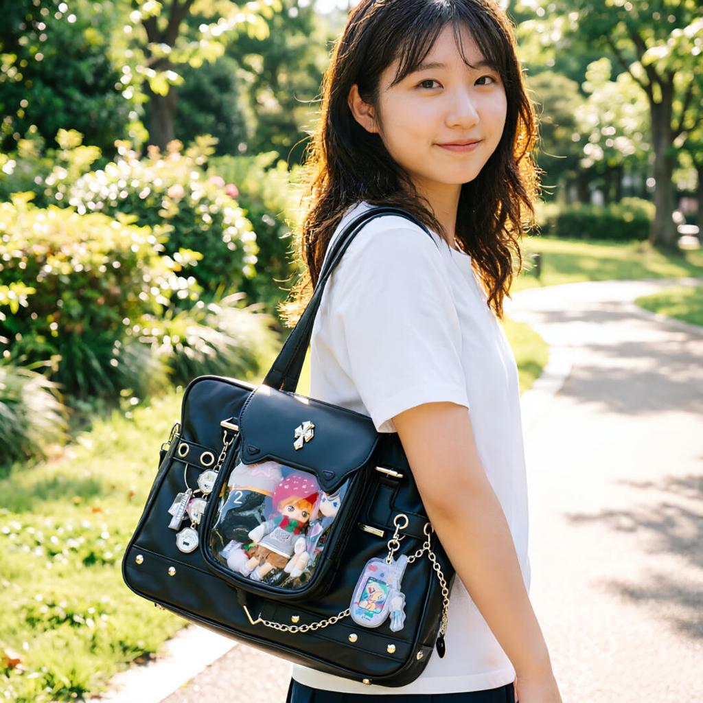New Y2K Ita Shoulder Bag Cute Girls Transparent Bag Fashion Women's Large Capacity Casual Tote Bag DIY Display Handbag Backpacks