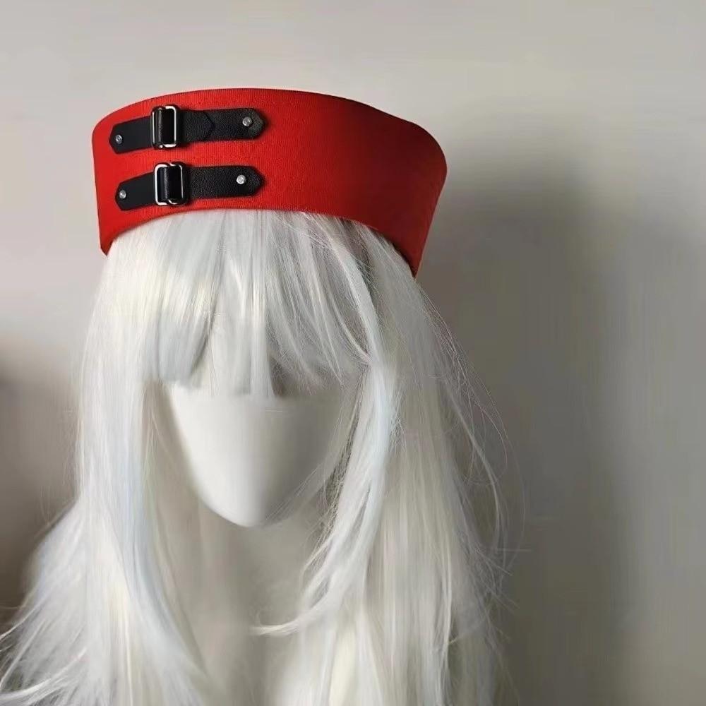 Chain Sweet Captain Hat Y2K Black Cosplay Sailor Hat Leather Buckle Sailor Hat Festival Wear