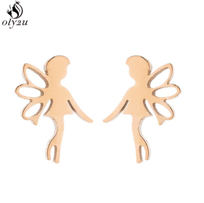 Funny Stainless Steel Gingerbread Man Earring Cartoon Ghost Ear Jewelry Girls Delicate Mermaid Fairy Earrings Gifts Accessories