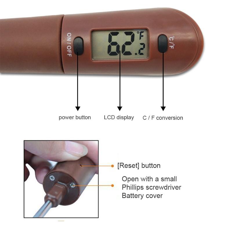 Solid Liquid Digital Scraper Thermometer Candy Chocolate Water Food Temperature Sensor Cake Baking Mixing Scraper Tool marrone