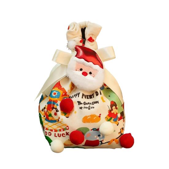 

Рождественские подарочные мешочки на кулиске, 3D тканевые упаковочные подарочные мешки, многоразовые рождественские мешочки для конфет с ручкой для праздничных вечеринок A