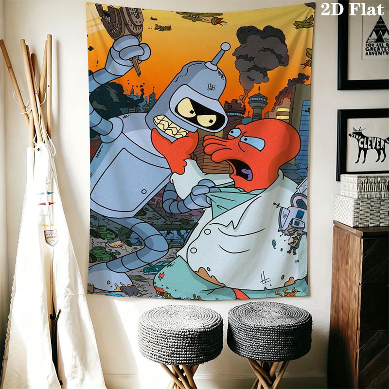 Robot Cartoon Pattern Home Decor Tapestry, Wall Hanging, Decorative RV Wall Cloth.XGT0914369