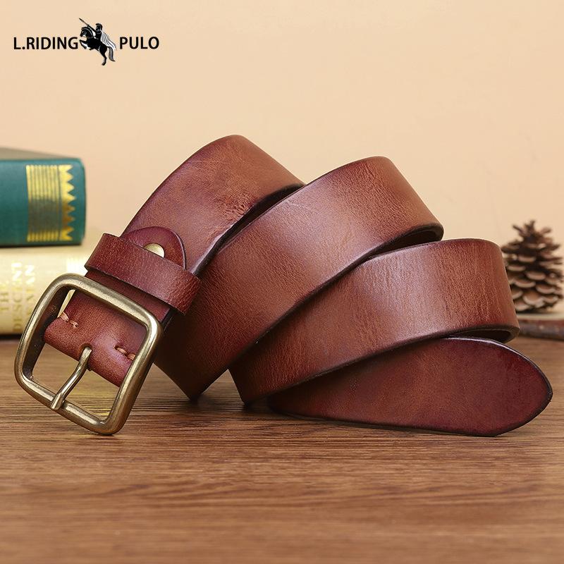 Retro Motetrend Belte Herre Ekte Skinn Spennespenne Ren Kuskinn Enkelt Allsidig Belte