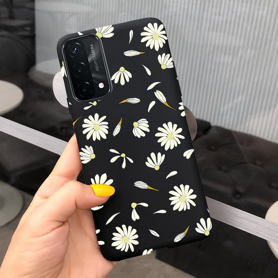 A74 Fodral För OPPO A74 CHP2219 Fodral Lyxigt Fjäder Dinosaurie Daisy Mönster Bakre Skydd För OPPO A74 5G CPH2197 A 74 Mjuk Capa