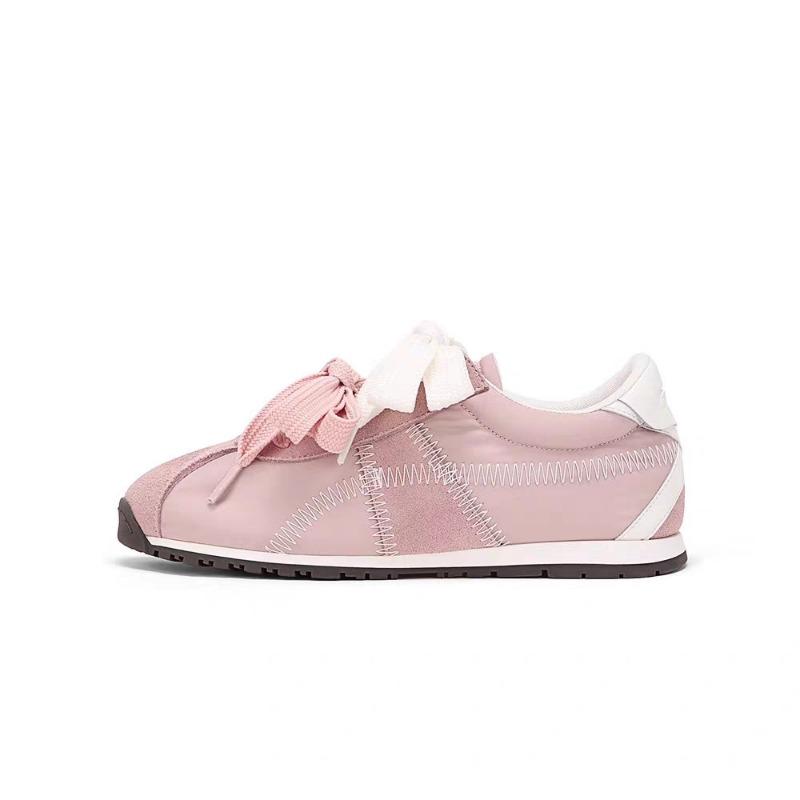 Women's low-top round head flat-soled ballet shoes, pair of shoelaces, breathable soft-soled versatile sports shoes, women's shoes