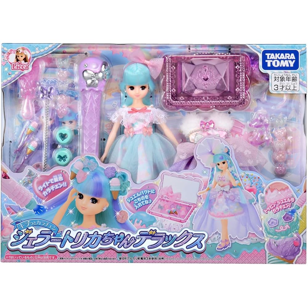 Takara Tomy Licca-chan Gelato Color Change Deluxe Dress-Up Toy for Pretend Play Ages 3 and Up