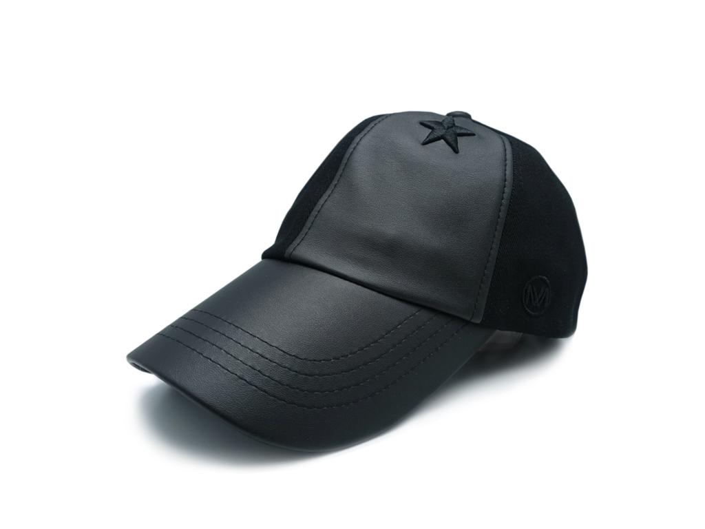 Mimisiu Star Leather Ball Cap_Black