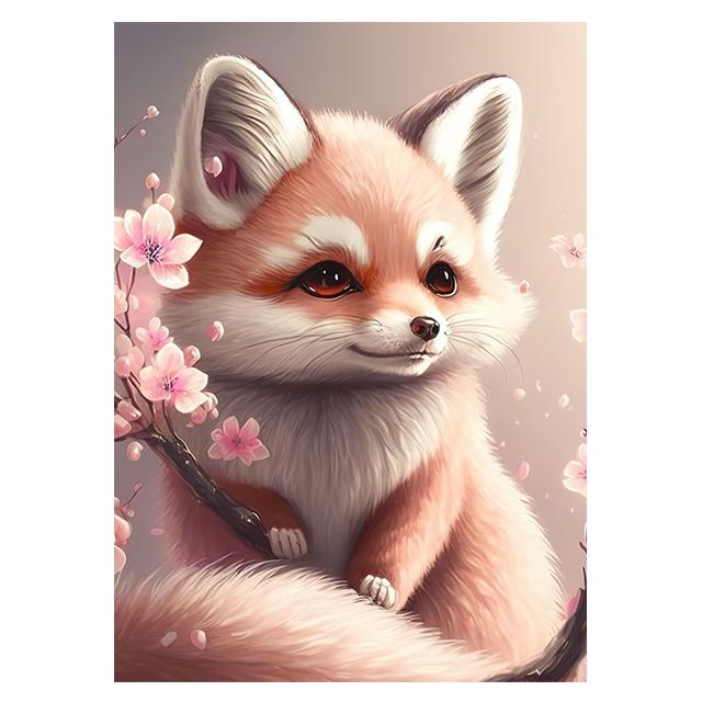 Animal Cute Baby Fox Pink Cartoon Prints Poster Canvas Painting Modern Wall Art Pictures For Living Room Bedroom Home Decoration
