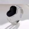 Fashion Stainless Steel Geometric Rings for Women Simple Black Color Dropping Oil Adjustable Rings Wedding Jewelry Gift Bijoux