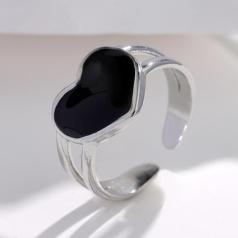 Fashion Stainless Steel Geometric Rings for Women Simple Black Color Dropping Oil Adjustable Rings Wedding Jewelry Gift Bijoux