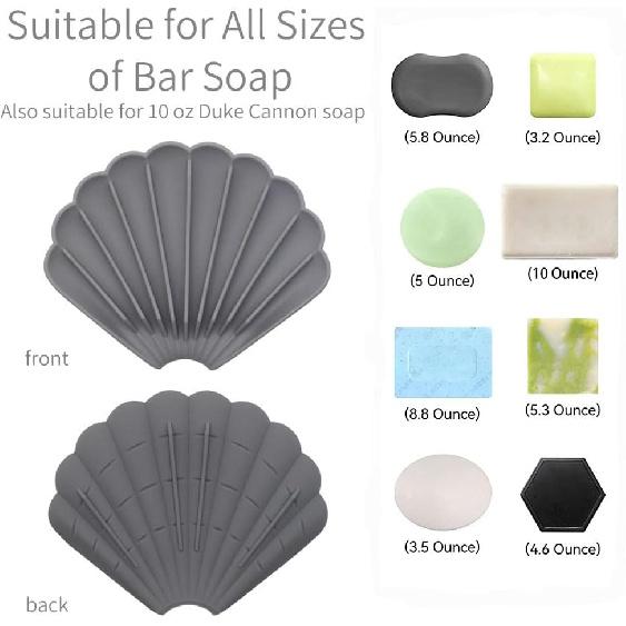 2-Pack Premium Silicone Soap Dish with Self-Draining Design, Anti-Skid Soap Holder for Shower, Bathroom, and Kitchen Keeps Soaps Dry and Extends
