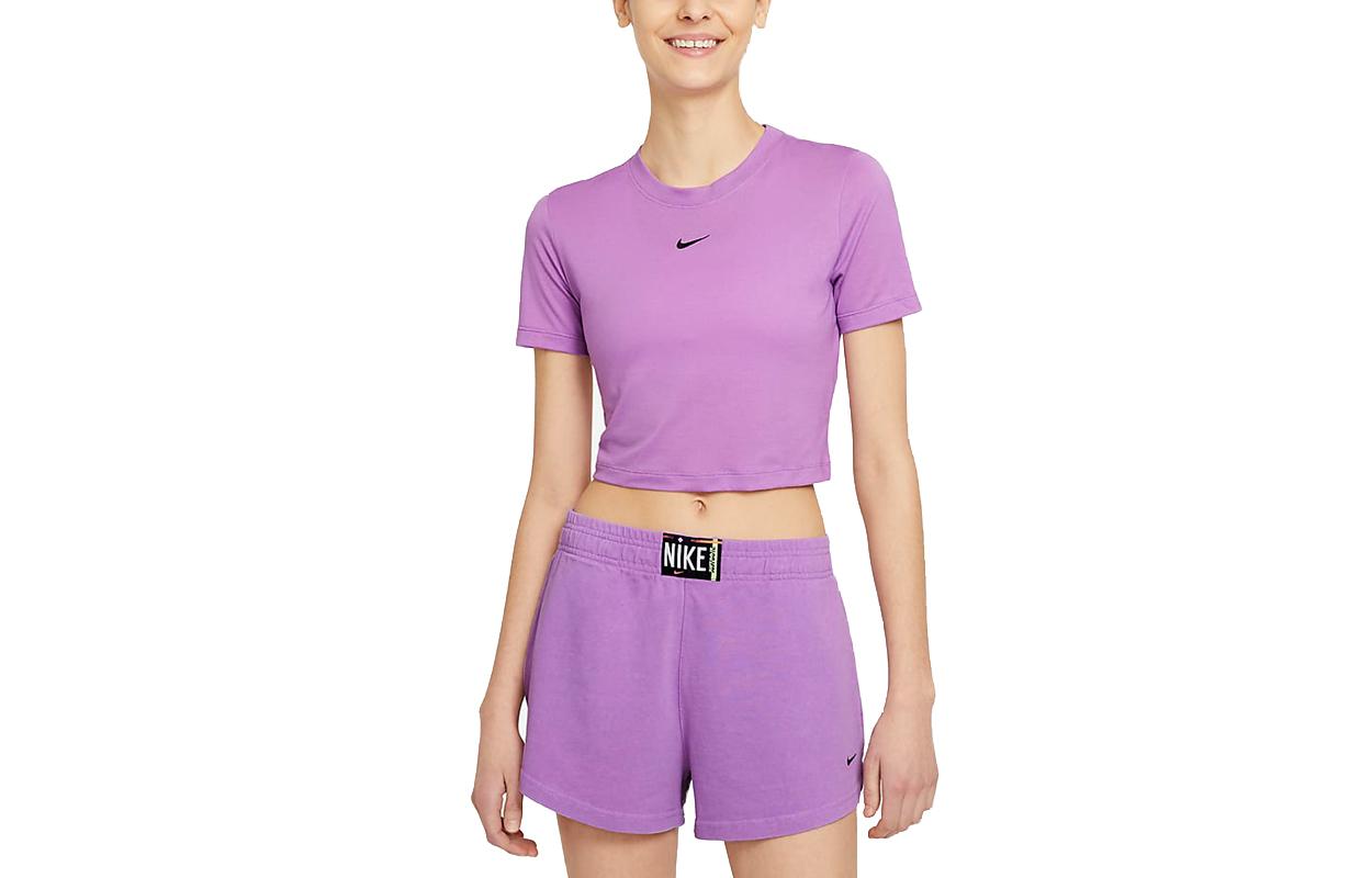 

Nike Crop Tops Women s Violet Crew Neck Moderate DD1329-591 L