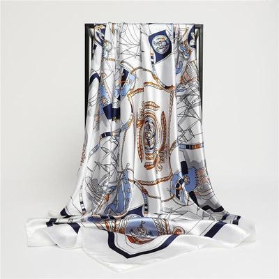 Damen Seiden-Quadrat-Schal Damen Bandana Kopftuch Stola Satin Foulard Weiblich Groß Hijab Halstuch Schals Pashmina Stirnband