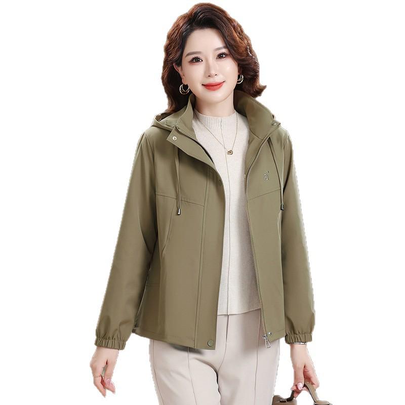2026 Spring/Autumn Hooded Jacket for Middle-Aged & Elderly Women – Stylish Loose Fit