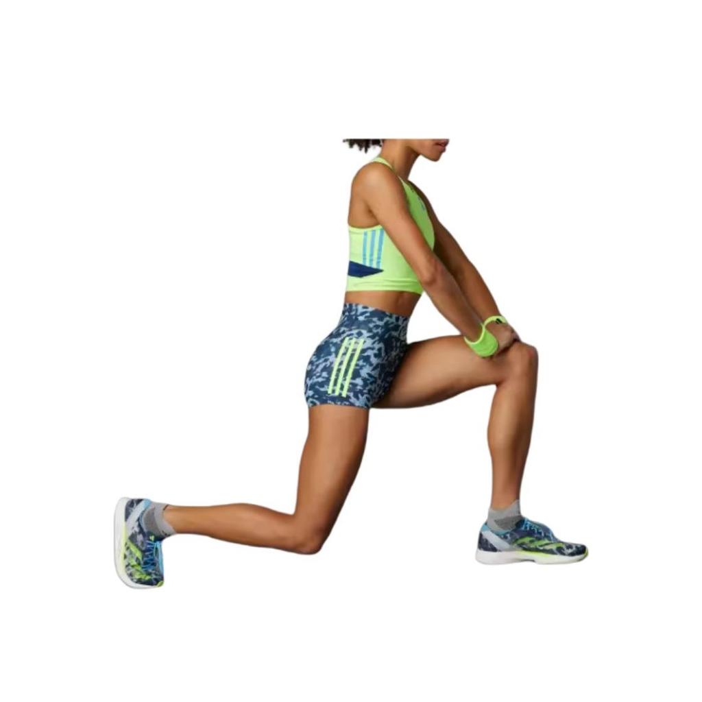 Adidas Striped High-Waisted Elastic Waist Sports Shorts Women Shorts Blue IT5775