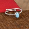 Arizona Turquoise Adjustable Ring 925 Sterling Silver, Oval Turquoise Ring, Minimalist Open Ring, Dainty Turquoise Jewelry Gift for Women.