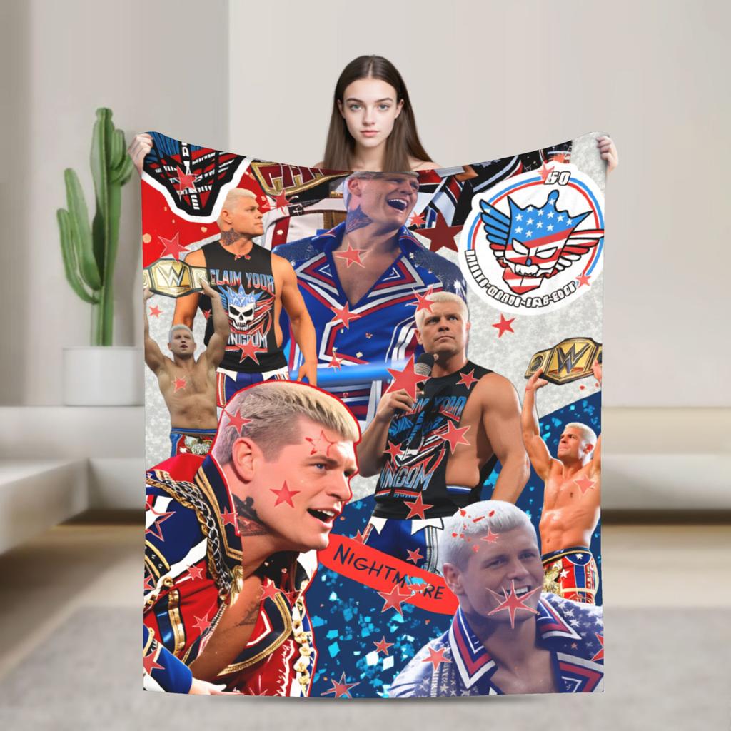 Super Soft Blanket Camping Cody Rhodes  Vintage Throw Blanket  Flannel Bedspread For Bedroom Street Trend Sofa Bed Cover