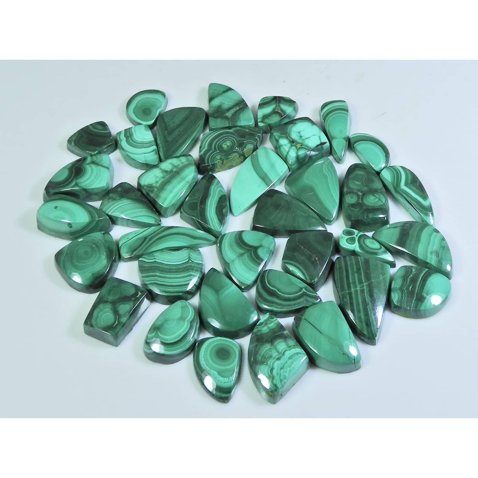 

212Cts. Natural Green Malachite Ring Size Fancy Cabochon Gemstone 36Pcs Lot C-249