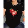 Sleeve T-Shirt with Strawberry Print Lightweight and Comfortable for Casual Wear Home Harajuku Sleeve Clothes