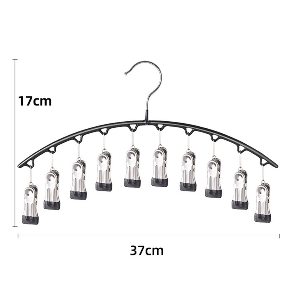 Sockenständer aus Edelstahl, platzsparender Hänge-Schrankorganizer mit 10 Klemmen, rutschfester Kleiderbügel aus Metall für Hosen, Hüte