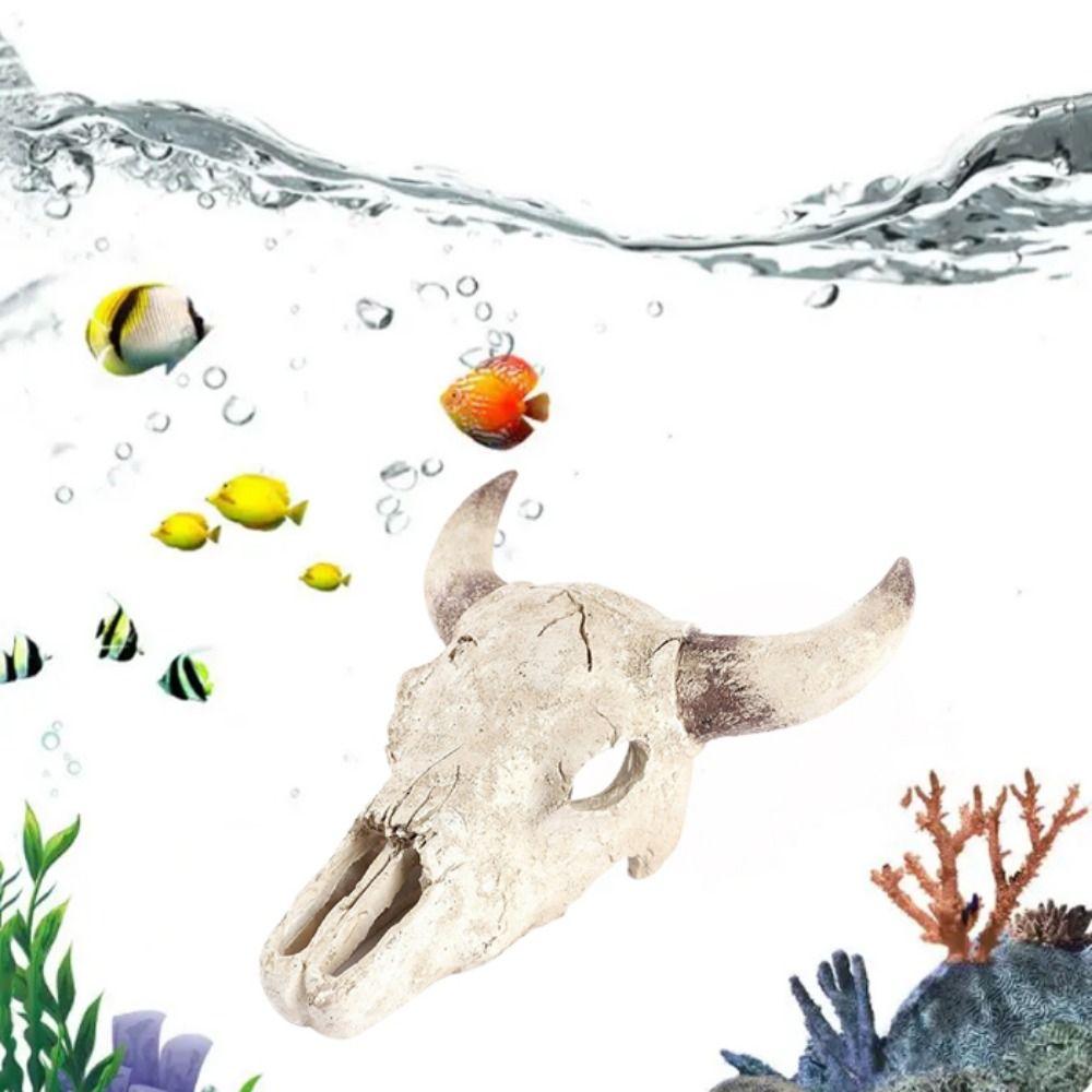 

Simulation Bull Skull Ornament Decorative Fish Tank Shelter Fish Hiding Cave Fish Tank