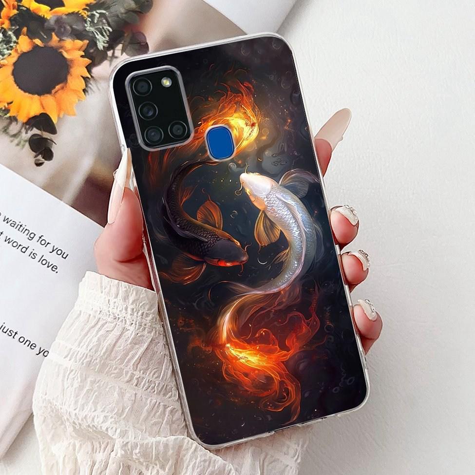 For Samsung A21s Case Cover Clear Fashion Luxury Cute Painted Back Cover For Samsung Galaxy A21s Phone Case A217F A217M A217N