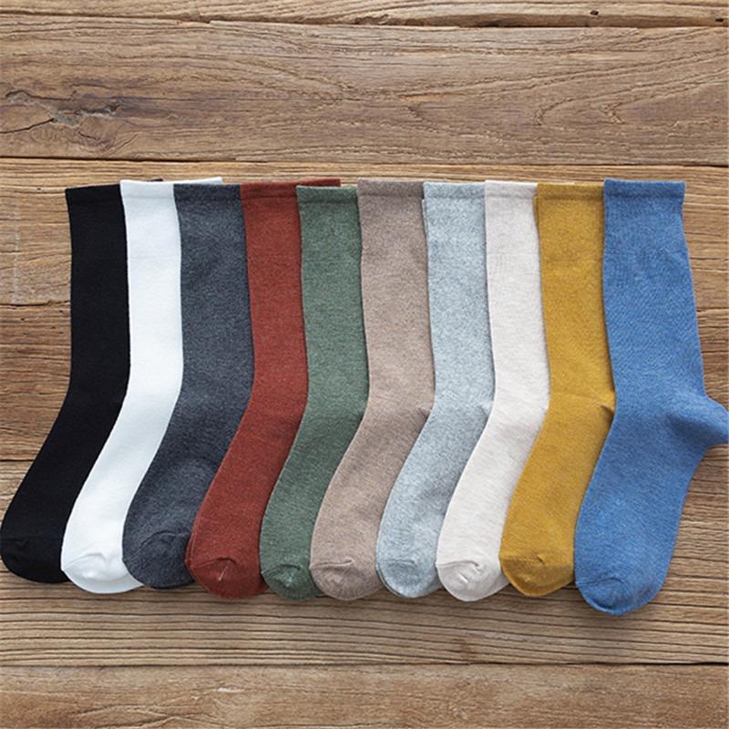 5 Pairs of Female Autumn Trend High Tube Solid Color Pile Socks