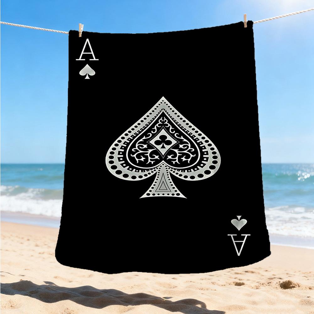 1pc Ace of Spades Playing Card Outdoor Flannel Blanket , Machine Washable Perfect Gift for Birthday , Holiday Travel Accessory , Durable Material