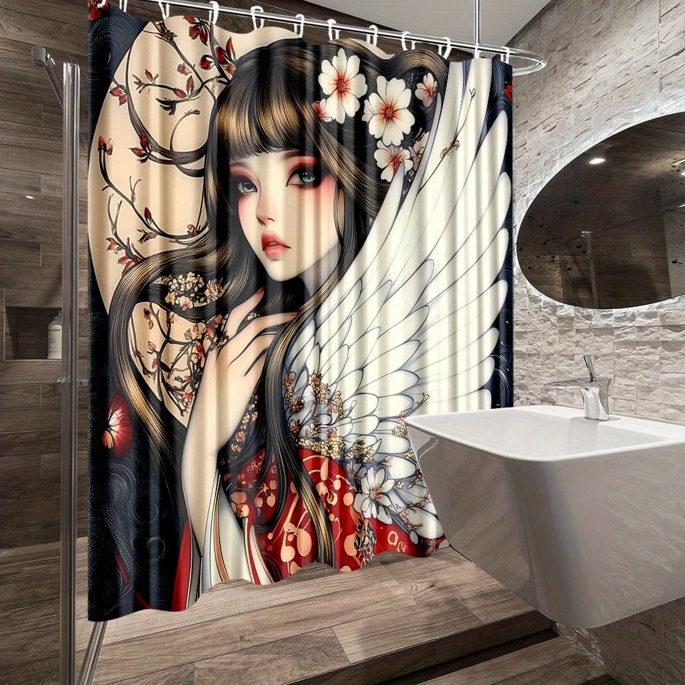Angelic Beauty Waterproof Mildew-Resistant Shower Curtain - Elegant Design for a Heavenly Bathroom Décor Experience