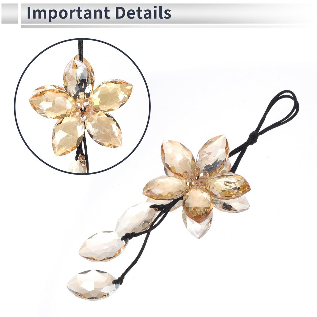 RATCHROLL 1pcs Artificial Crystal Tassel Flower Car Rear View Mirror Pendant Accessories Car Hanging Ornament Champagne