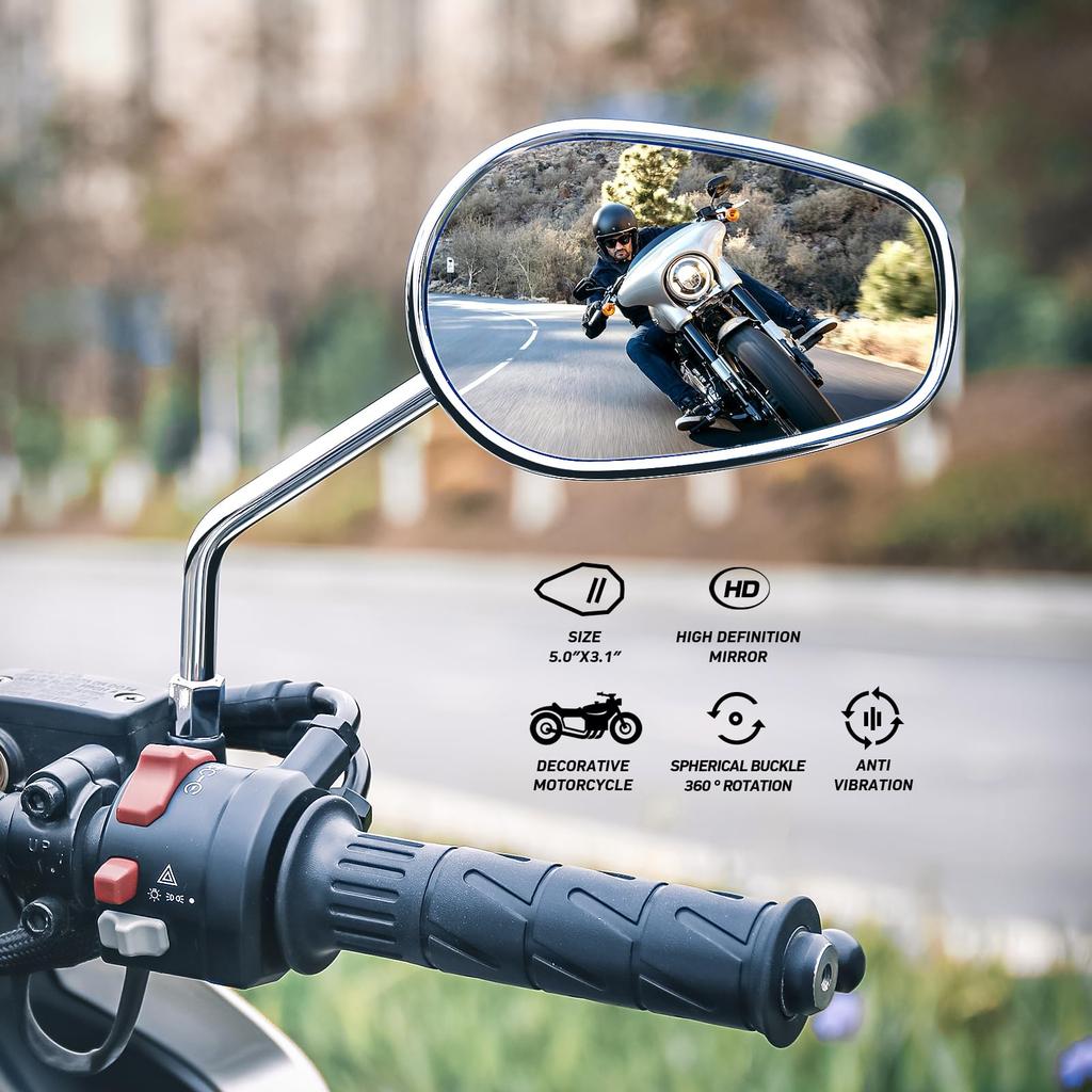 WTZMOTO Chrome M10 Motorcycle Rearview These Aluminum Chrome Rearview Mirrors Are Compatible with Touring and Street Including the Shadow Fury Road