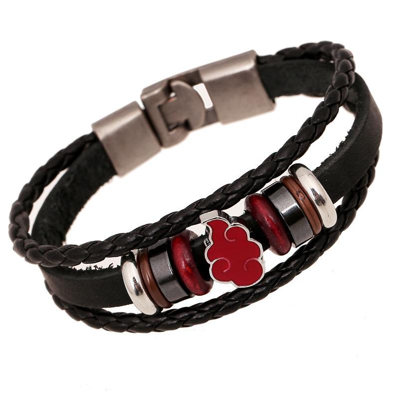 naruto anime peripheral Xiaotong Hongyun alloy bracelet personalized leather bracelet cartoon men bracelet birth date present