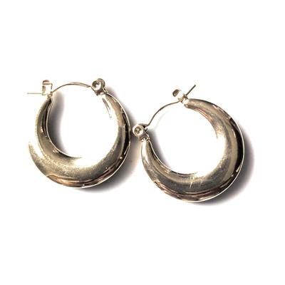 Crescent Moon Hoop Earrings, Elegant Metallic Design, Small Half Circle Shape, Fashion Jewelry for Women