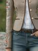 Retro-Blumen-Stehkragenjacke mit Kontrastkante