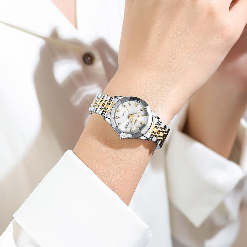 POEDAGAR Luxury Ladies Wristwatch Luminous Waterproof Date Week Woman Dress Watches Stainless Steel Watch Quartz Clock+Box