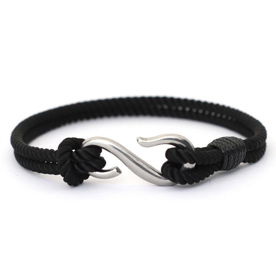 S Shape Fish Hook Double Layer Bracelet Men Women Handmade Milanese Rope Stainless Steel Hand Rope Beach Jewelry Accessories