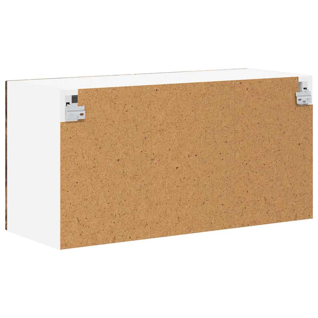 Wall Mounted Glass Cabinet LUCCA Smoked Oak 80 X 31 X 40 Cm