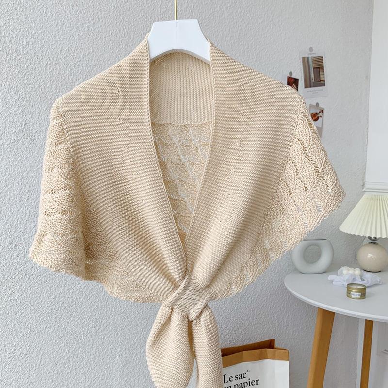 Women Knitted Warm Shawl Plain Neck Guard Scarves Solid Color Blouse Shoulders Fake Collars Summer Air-Conditioning Outer Tower