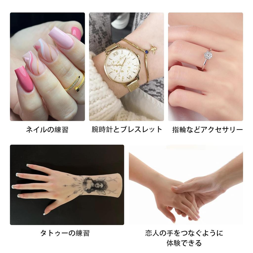 TEYVIYI Hand Silicone Hand Hand Mannequin with Nail Practice Hand with Female Capillaries and Palm Soft Hand Realistic Hand Nail Drawing Display with
