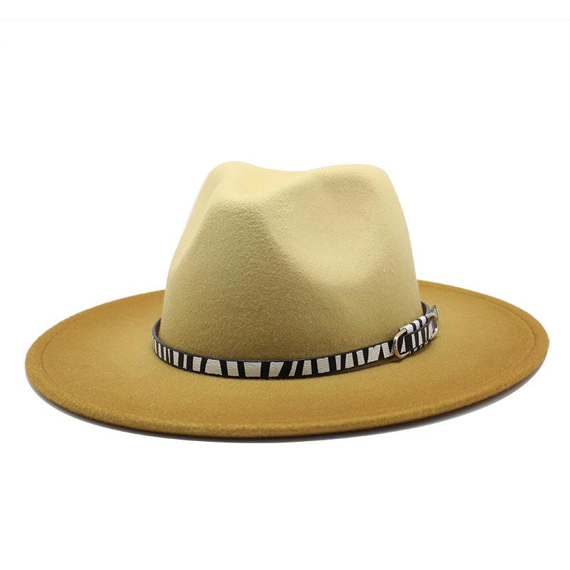 Spray Paint Gradual Change Color Jazz Hat Season Men And Women Retro Two-Color Woolen Hat
