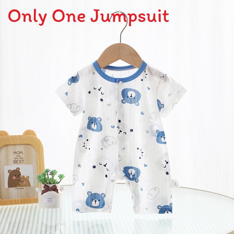 Baby Cotton Summer Short Sleeve Romper With Snap Closure For Newborns