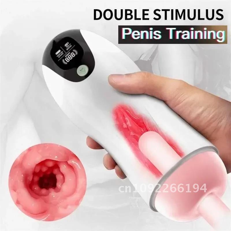 Automatic Intelligent Masturbator Blowjob Telescopic Cup Rotating Real Toy Vagina Sex Male Sex Vibrator Products Adult Silicone