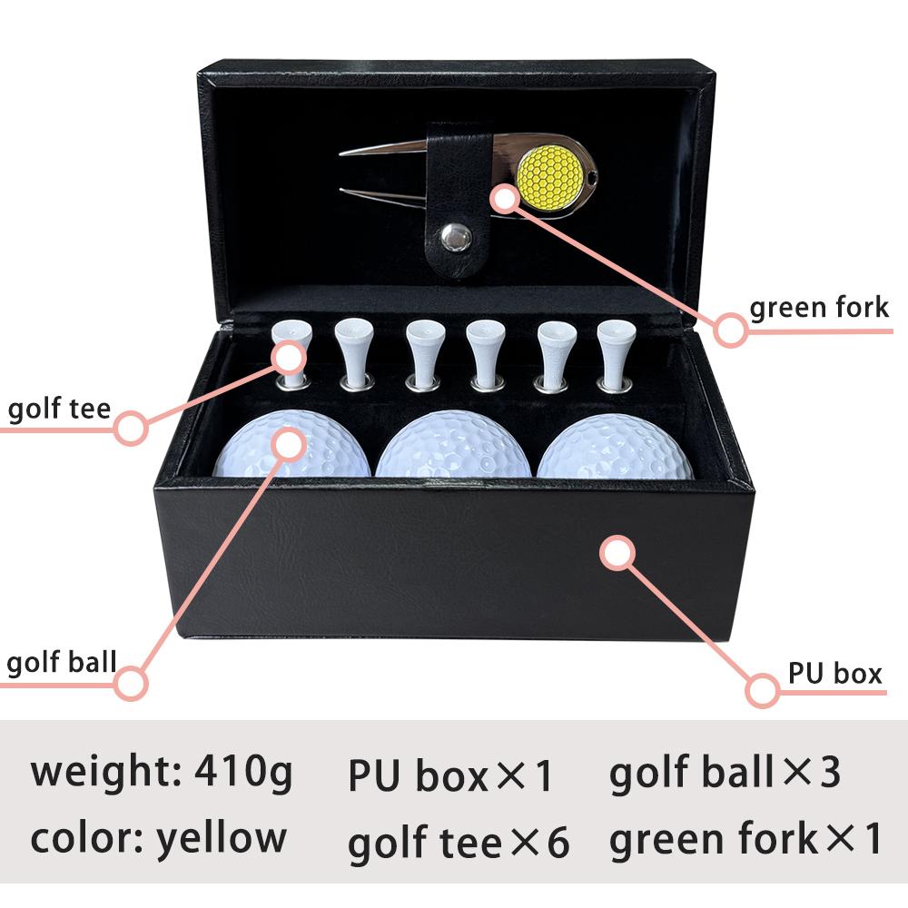 Luxusní kožený golfový dárkový set, Vlastní vysoce kvalitní značkovač jamky, Krabička na uložení golfových míčků a týček, Prémiový golfový suvenýr