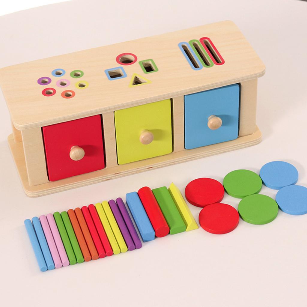 Children's Wooden Puzzle Toy Baby Drawer Box