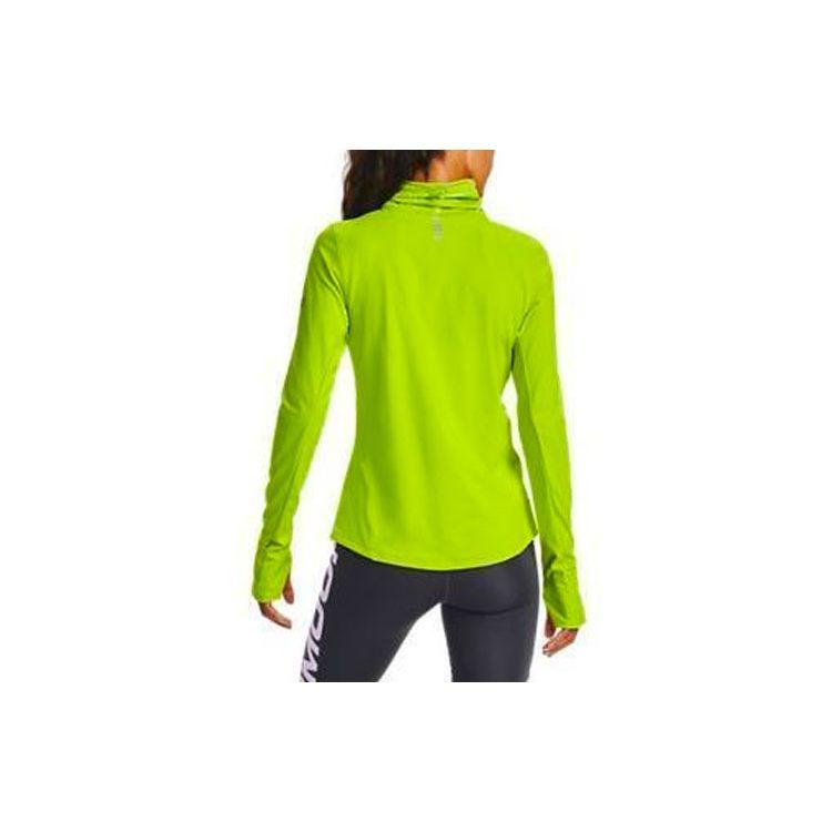 Under Armour Qualifier ColdGear® Breathable High Neck Reflective Running Sports Long Sleeve T-Shirt Women tops Green 1356215-394
