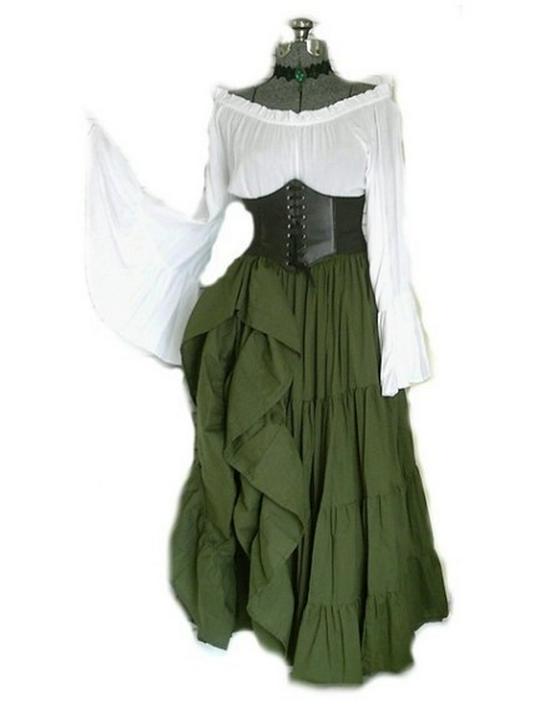 2019Wish Women s Long-Sleeve Renaissance Medieval Party Dress XXL зелёный