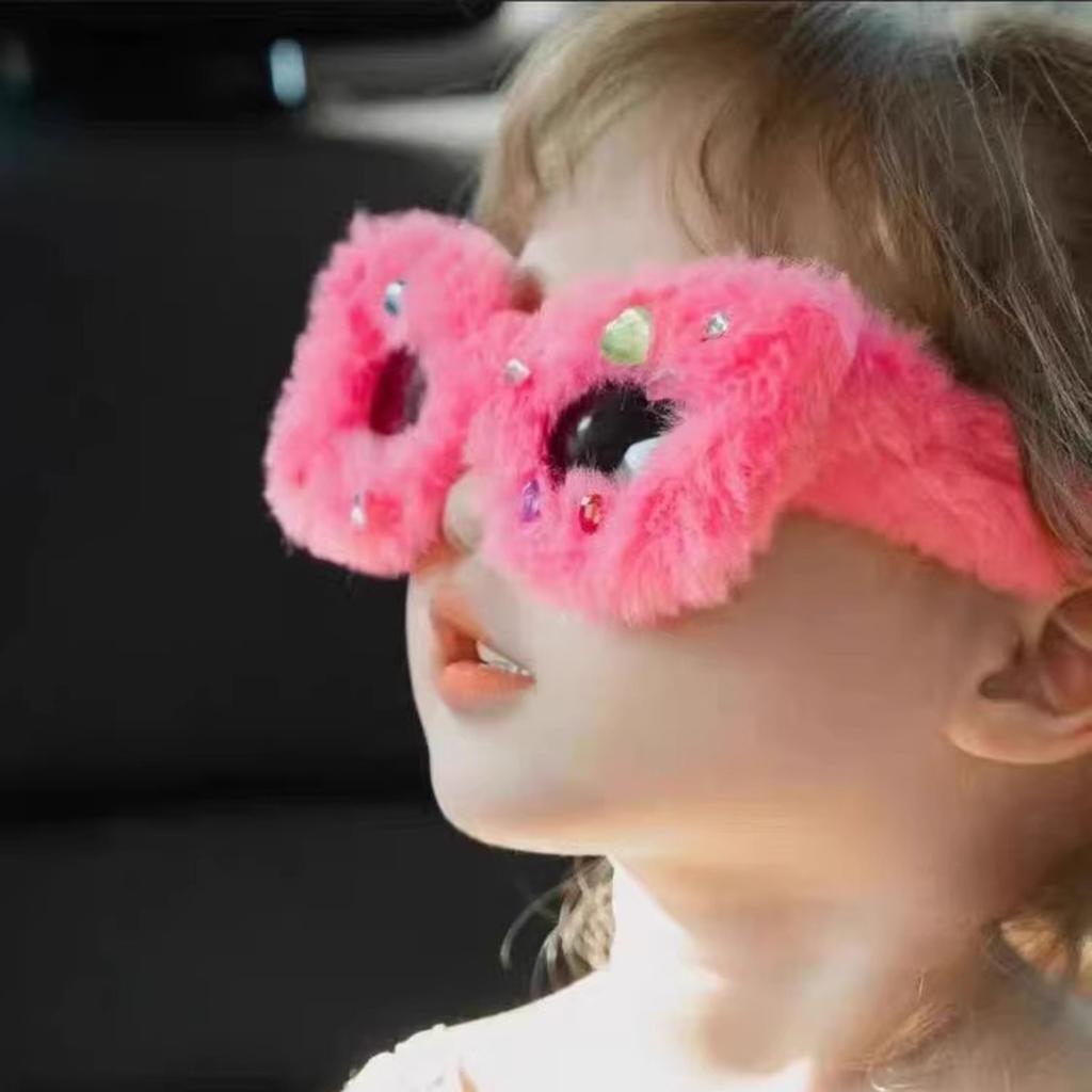 Weihnachts-Barbie Sonnenbrille und Haarbänder für Damen Neue pinke Hot-Girl-Outfits Trendige Plüsch-Nashornbrillen Weihnachten
